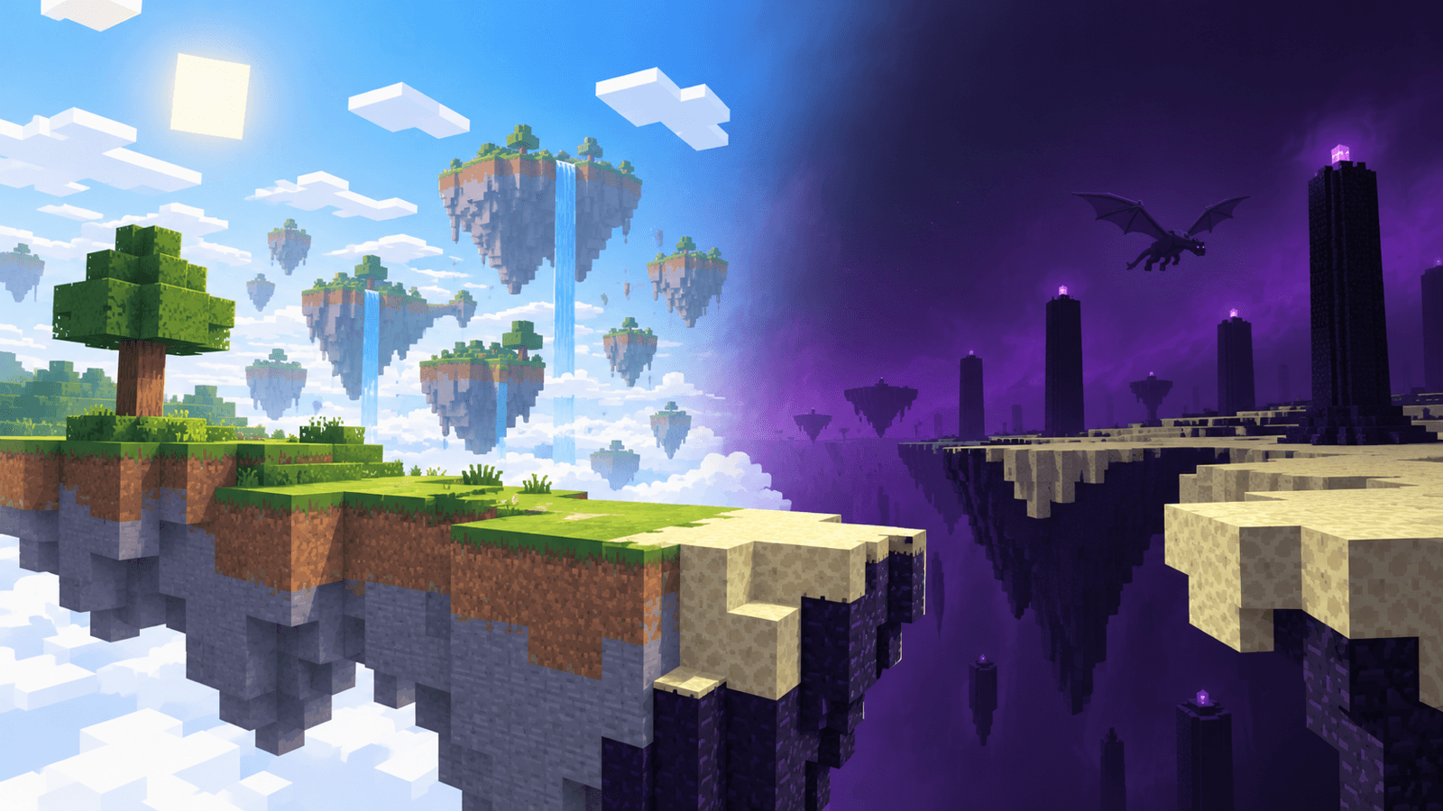 Minecraft editorial cover for "How the End Grew Out of the Scrapped Sky Dimension" inspired by ground the post in documented minecraft history, then explain why the change still matters to shared-world players and smp communities today.
