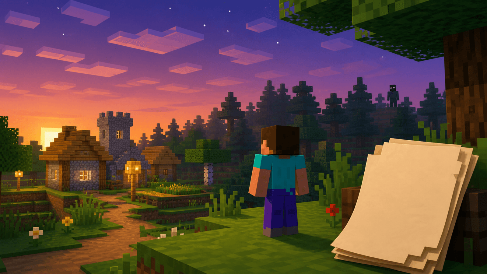 Minecraft editorial cover for "The History of Removed Herobrine Patch Notes" inspired by ground the post in documented minecraft history, then explain why the change still matters to shared-world players and smp communities today.