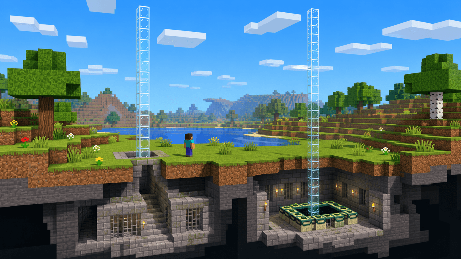 Minecraft editorial cover for "The Real Purpose of Glass Pillars in Old Strongholds" inspired by ground the post in documented minecraft history, then explain why the change still matters to players comparing vanilla servers today.