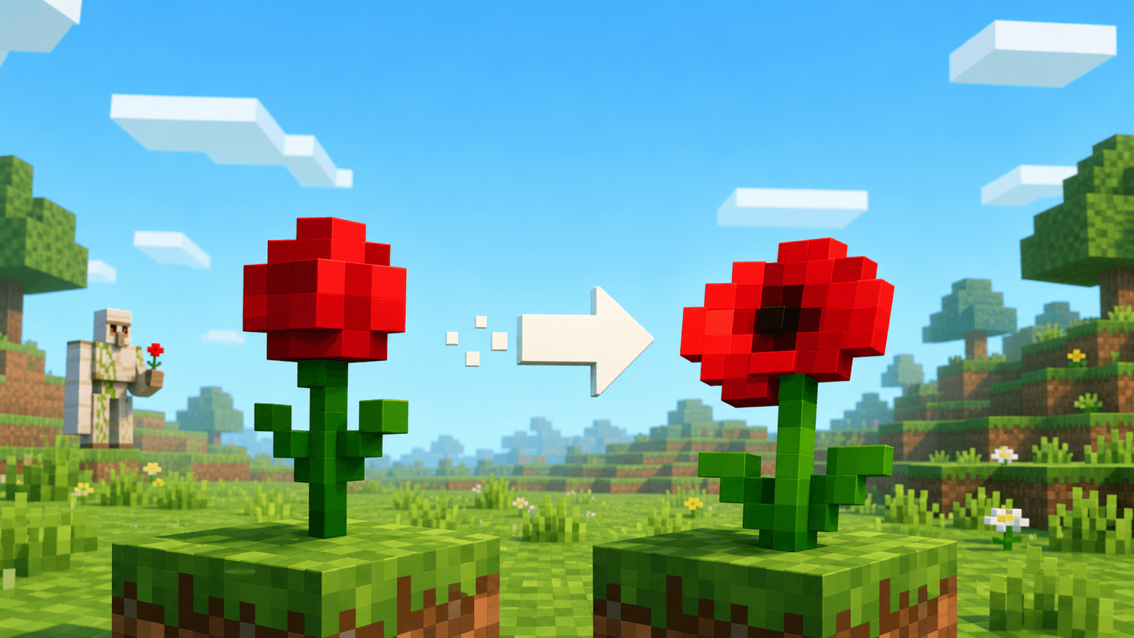 Minecraft editorial cover for "Why the Rose Became the Poppy" inspired by ground the post in documented minecraft history, then explain why the change still matters to players comparing vanilla servers today.